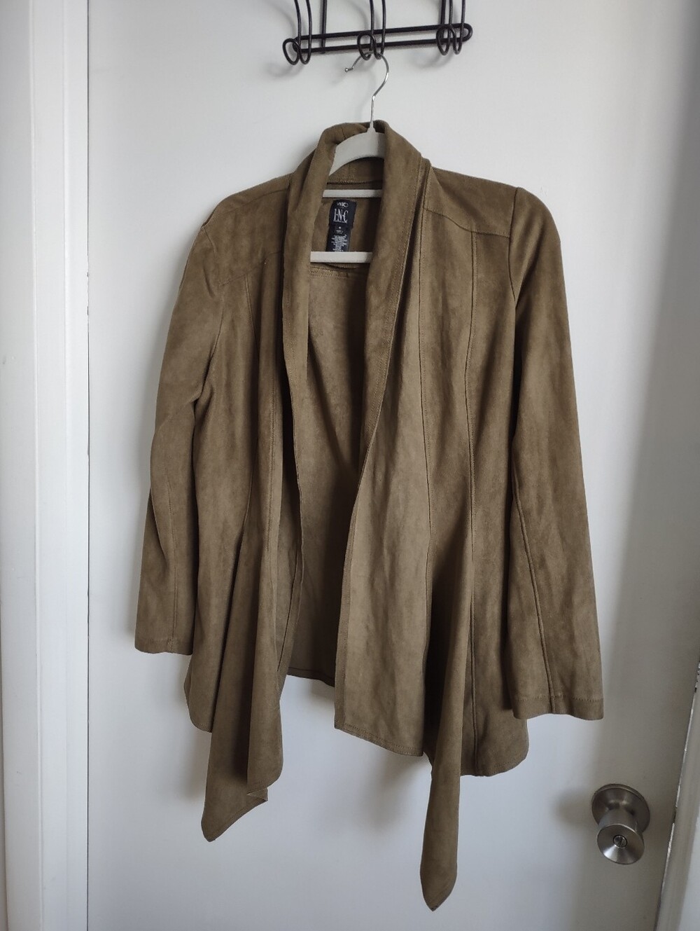 Vakko Olive Draped Open-Front Jacket